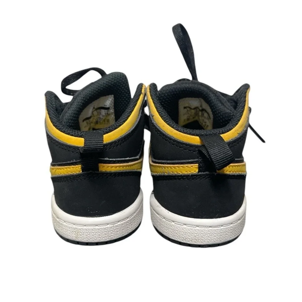 Jordan Air Jordan 1 Mid Kids 8C Yellow Black Pollen Retro Sneakers 640735-071